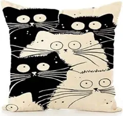猫柄クッションカバー 45×45cm ソファ枕カバー インテリア雑貨 汎用