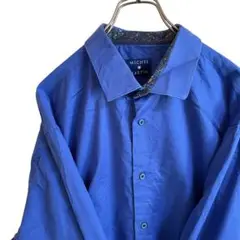 無地　MICHEL MARIN 長袖シャツ　ブルー　青 XL