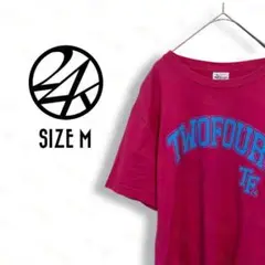 24カラッツ Tシャツ M ピンク 前面プリント 古着C23