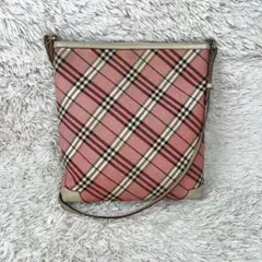 バーバリーブルーレーベル ショルダーバッグ ノバチェック キャンバス レザー