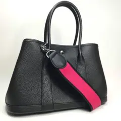 高級本革 トートバッグ ショルダーバッグ 　ブラック　2way ピンク　M