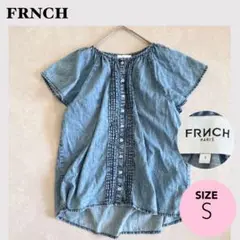 ★FRNCH フリル袖ブラウス　S トップス　ゆったりサイズ