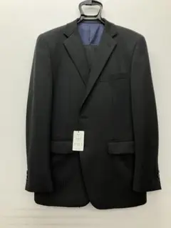 メンズ　ブラック　シャドーストライプ　スーツ AB6 プリーツ加工