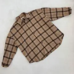 WEGO チェック柄シャツ 長袖 前ボタン 起毛 ベージュ Mサイズ