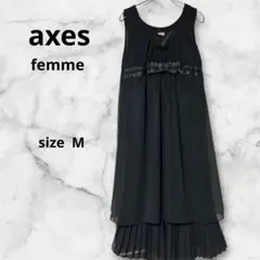 【axes femme】アクシーズファーム　ノースリーブリボン付ワンピース　M