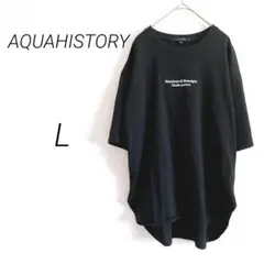 ほとんど未使用‼️AQUAHISTORY 半袖Tシャツ L 黒　ロゴマーク　大きめ