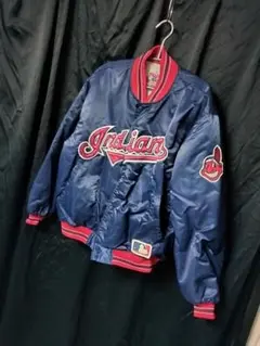 MLB インディアンズ　プロプレーヤー　ヴィンテージ　スタジャン 90's Cleveland Indians スタジアムジャケット - 古着屋