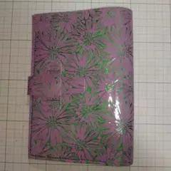 紫色花柄お薬手帳ケース
