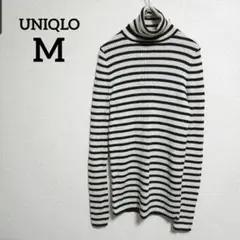 美品✨UNIQLOユニクロ 【M】 ボーダータートルネックセーター 白黒
