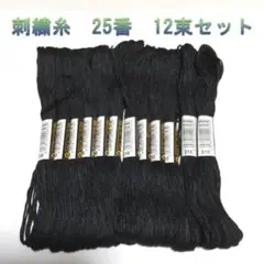 新品未使用　刺しゅう糸 25番 6本取り 黒 12本 セット
