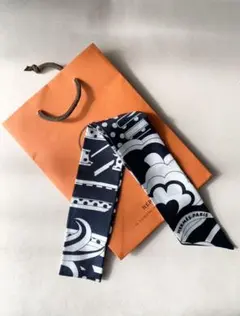 ★未使用★ エルメス HERMES ツイリー フォーブルレインボー ネイビー 黒