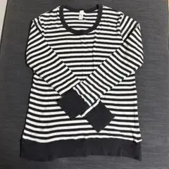 harmonie オーガニックコットン ストライプ長袖Tシャツ