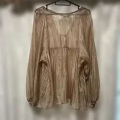 シースルー ベージュシャツ Mサイズ バックリボン付き シアーチュニック