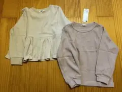 GU pairpair ワッフル　長袖 カットソー　Tシャツ　120
