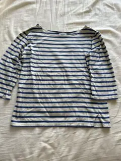 アーメン　ARMEN　ボーダーカットソー　ベージュ×ブルー