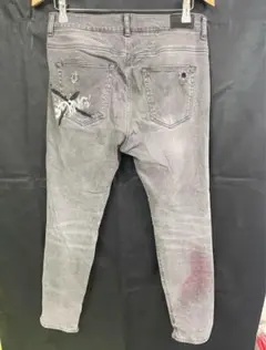 ZARA スキニー　デザイン　グレー　ダメージ デニム　ザラ