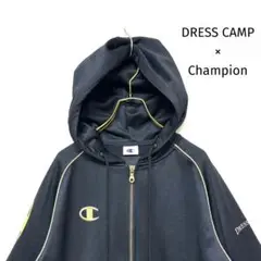 DRESS CAMP × Champion ジャージ ジップアップパーカー 黒金