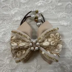 （匿名配送）ゴム交換可能　インド刺繍リボンヘアゴム