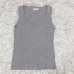 【L&Beautiful】（M）グレー スクエットネック タンクトップ ラメ付