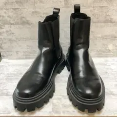 【美品】ZARA 26㎝ サイドゴアブーツ レザー　BLACK ブラック