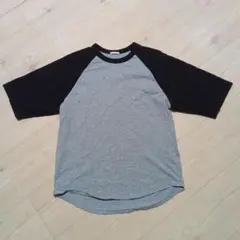 GU ラグランスリーブ Tシャツ グレー/ブラック