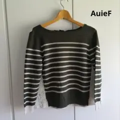 AuieF　アウィーエフ　ニット　カットソー　ボーダー　リボン　レース　М
