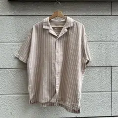 USED USA古着 ストライプ柄 半袖オープンカラーシャツ vintage