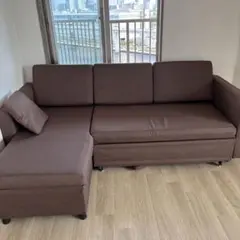 ブラウン L字型ソファ 付属クッション付き