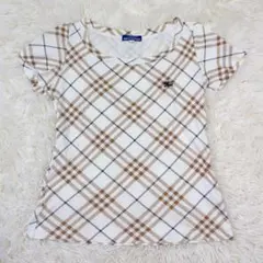 Burberry ブルーレーベル 半袖　Tシャツ　ロゴ　ノバチェック　M　茶色