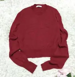 マディソンブルー ウールカシミヤクルーネックニット 赤 大人上品スタイル