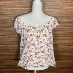 Rosa Cheri ローザシェリ️ Mサイズ 袖無し Tシャツ 花柄 白