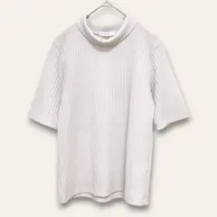 【チノ】ハイネックリブプルオーバー　ベージュ系　38　透け感　シンプル　美品
