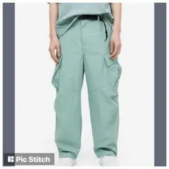H&M ミントグリーン カーゴパンツ