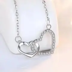大特価♥️ ダブルハート ネックレス ホワイトゴールド 18金 アレルギー対応