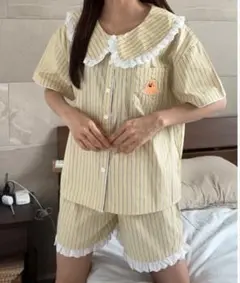 新品☆ エイダ フリル襟ストライプパジャマセット