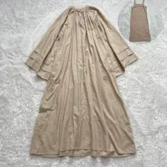 【美品 近年】RHC コットンロングワンピース スキッパー ベルスリーブ F