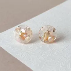 ピンク お花 シェル ピアス 可愛い 小さめ 小ぶり さわやか【428】