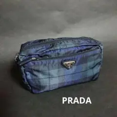プラダ PRADA ポーチ チェック柄 ※中古品