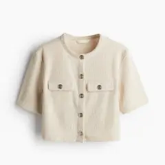 最終値下げ　新品未使用タグ付き　H&M 半袖ブークレカーディガン