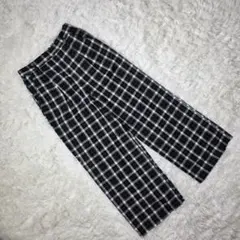 イッカ　ikka　カジュアルパンツ　M　チェック柄　ブラック