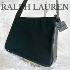 RALPH LAUREN ショルダーバッグ ブラック レザー×キャンバス