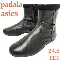 asics padala ペダラ　黒　レザー　ショート　ブーツ　24.5　EEE