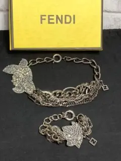 良品 希少 FENDI ズッカ ビジュー ネックレス ブレスレット セット