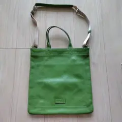 WAKO グリーン レザー ショルダーバッグ 30cm×31cm