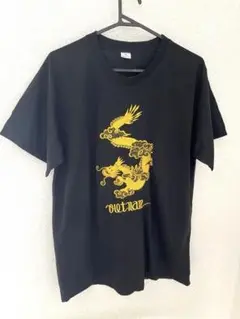 ドラゴン昇龍　金糸　ベトナム刺繍　半袖Tシャツ XLサイズ