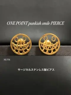 【punkish smile ピアス ゴールド 2個】ステンレス a06