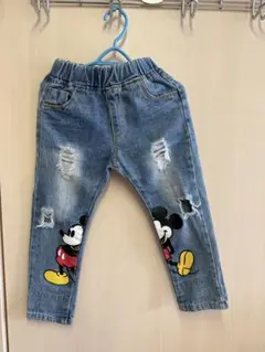 ミッキーマウス刺繍デニムパンツ 7号
