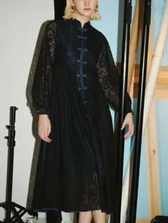 2022AW 新品 PAMEO POSE YOURAN LONG DRESS 黒