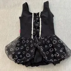 ハート模様のバレエレオタード 黒