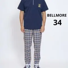 BELLMORE ベルモア　チェックパンツ　ゴルフ　エンブレム　34 XL